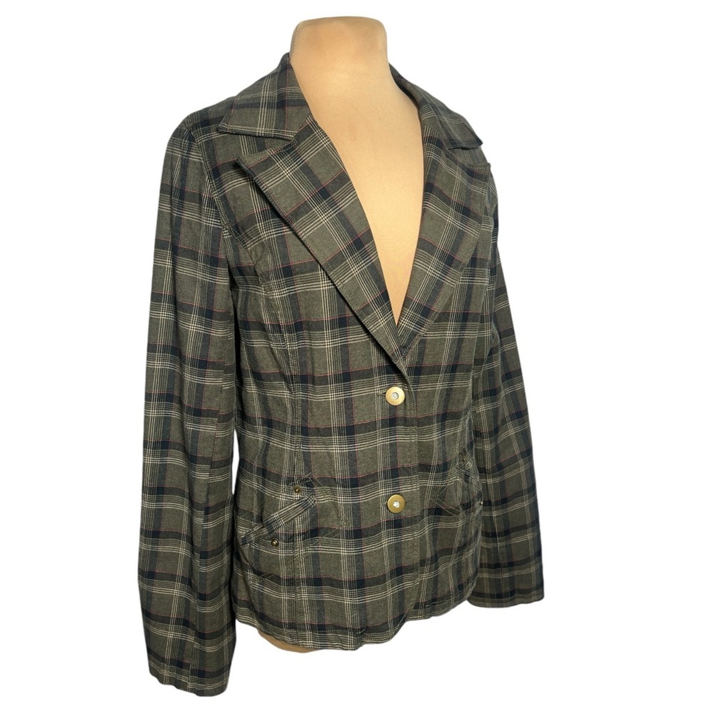Vintage 90’s Y2K green plaid oversized boyfriend blazer